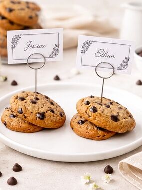 Chocolate Chip Cookie Place Card Holders, Dessert Food Labels, Photo Holders